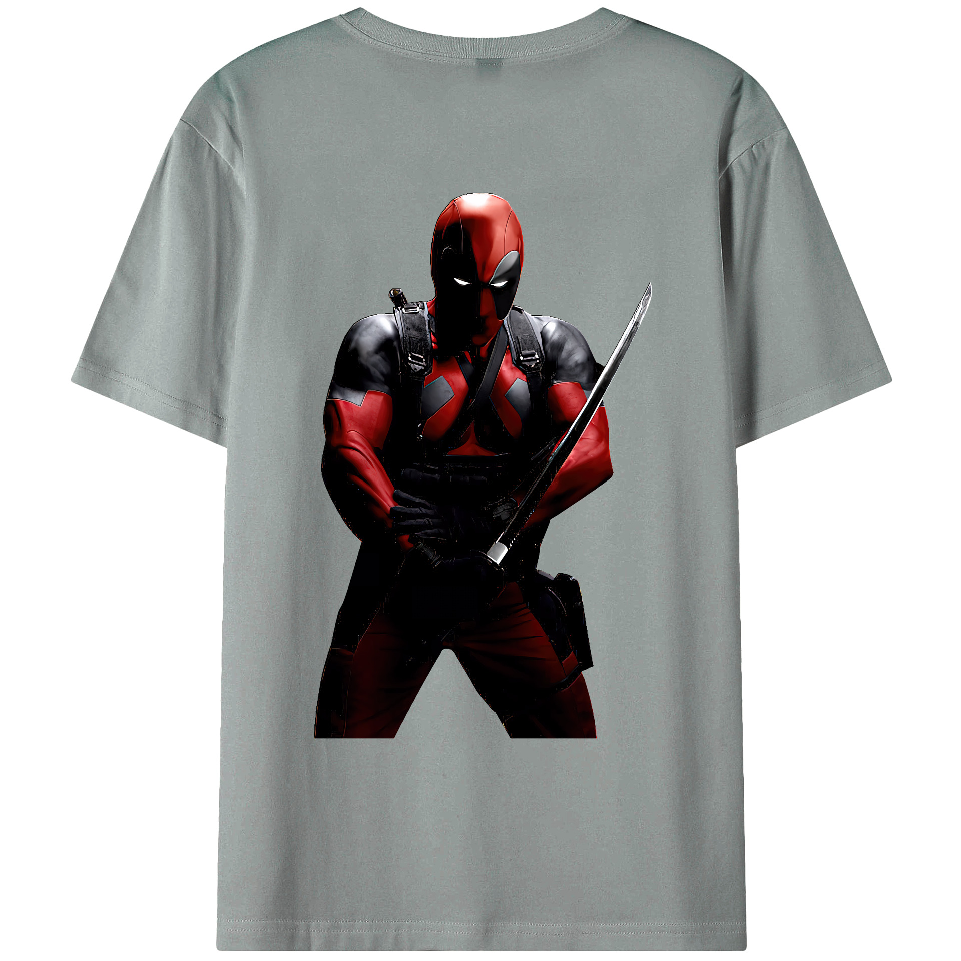 （画像用） Deadpool デッドプール 綿100％ メンズ半袖Tシャツ（バックプリント） 通気性